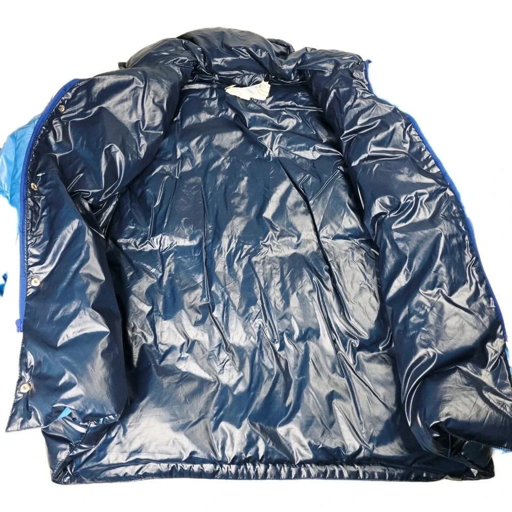 Vintage Contender Duck Down Puffer Jacket Mens XL Blue Black‎ Retro Winter